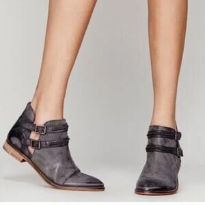 Free People Braeburn Gray Cutout Ankle Booties Size 37